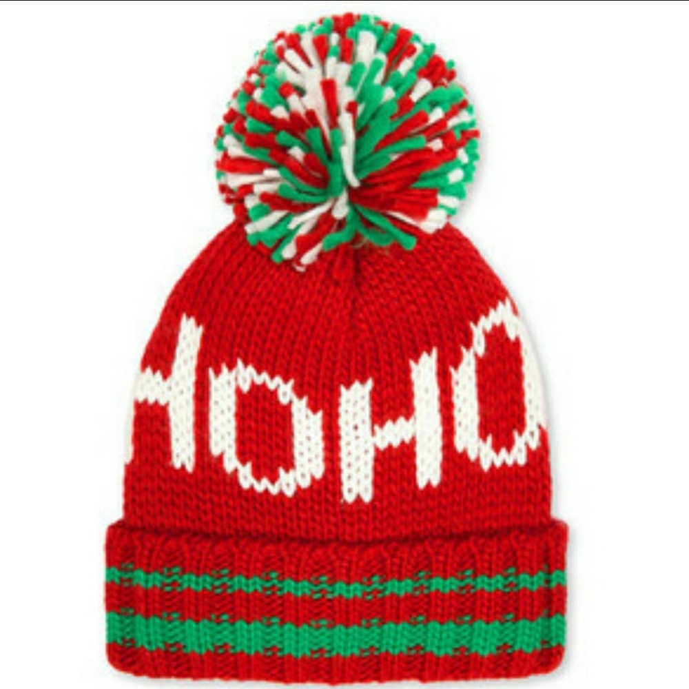 NWT Steve Madden Red/White Ho Ho Pom Beanie